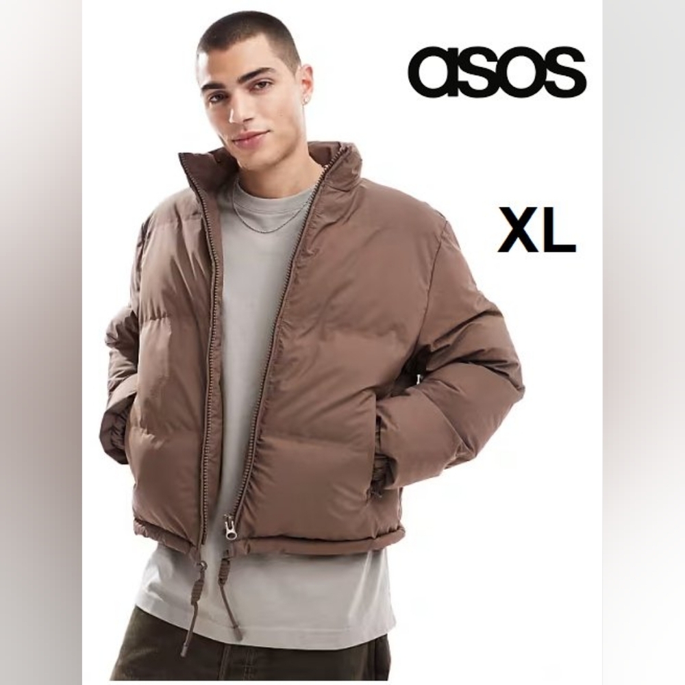 ASOS Design Cropped Puffer Jacket, Brown, Men's XL, NWOT